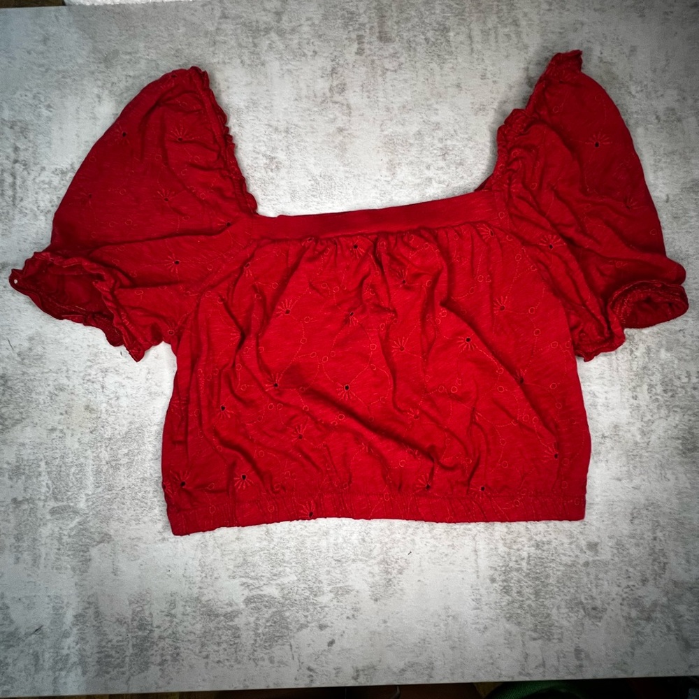 Red American Eagle cropped floral top